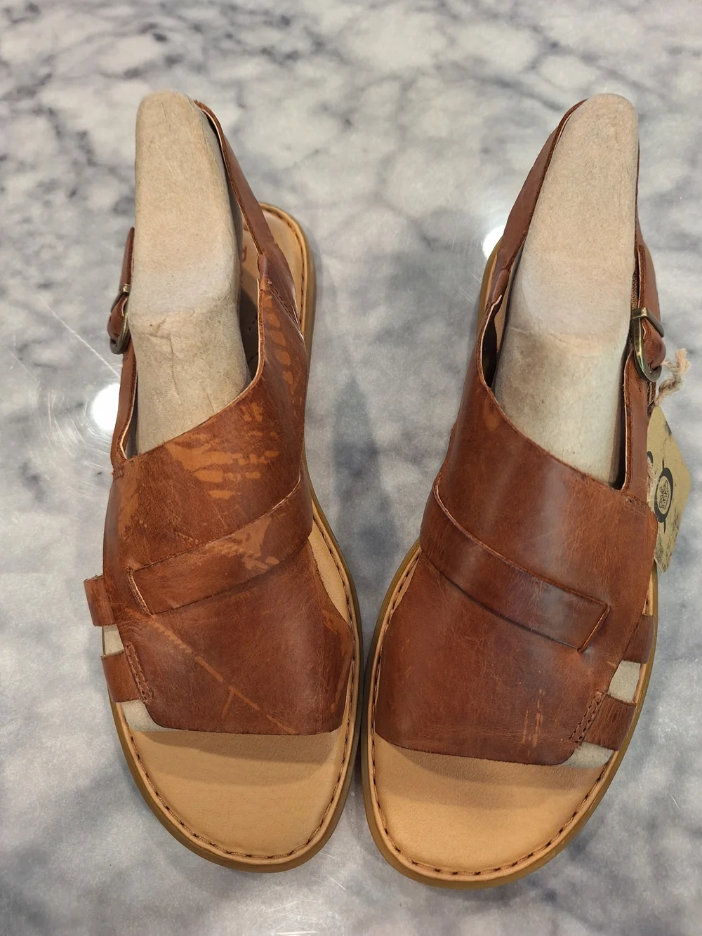 NEW Born 11M Tan Leather Slingback Sandals. Minor Defect